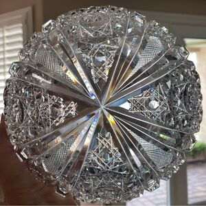 Stunning Antique Gundy Clapperton Othello Pattern 8” Brilliant Cut Glass Bowl